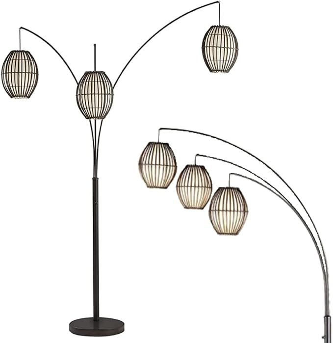 Adesso 4026-26 Maui Arc Lamp, 82 in., 3x60W Incandescent,13 CFL, Antique Bronze, 1 Floor Lamp - LeafyLoom