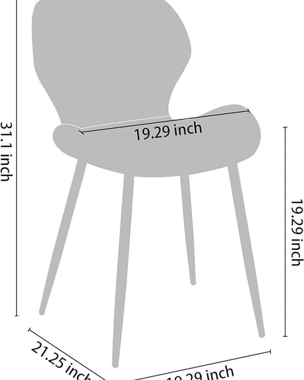 CangLong Dining Chairs Mid Century Modern Leisure Upholstered Metal Legs for Kitchen Living Room, Set of 2, Grey - LeafyLoom