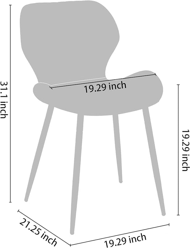 CangLong Dining Chairs Mid Century Modern Leisure Upholstered Metal Legs for Kitchen Living Room, Set of 2, Grey - LeafyLoom
