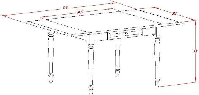 East West Furniture Monza Modern Kitchen Rectangle Dining Table Top with Dropleaf & Stylish Legs, 36x54 Inch, Buttermilk & Cherry - LeafyLoom