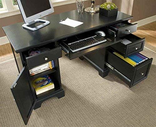 Bedford Black Pedestal Desk by Home Styles - LeafyLoom