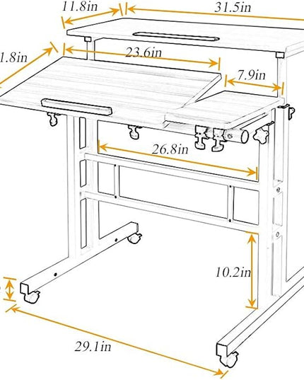 SDHYL 31.5 inches Movable Laptop Desk with Mouse Board Adjustable Height and Angle Anti-Slip Workstation Home Office Desk with Tablet Slot Portable Student Desk, Black, S7-ZS-101-2BK-US - LeafyLoom