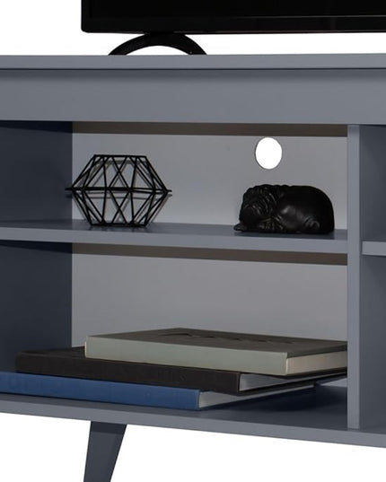 Madesa TV Stand with 4 Shelves and Cable Management, Entertainment Center for TVs up to 65 Inches, Wood, 23'' H x 15'' D x 59'' L – Grey - LeafyLoom