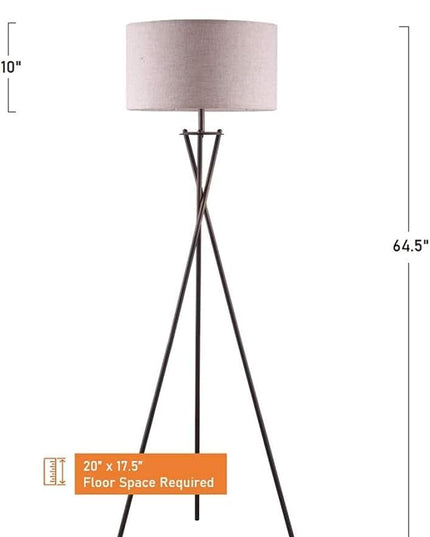NicBex Floor Lamp,Modern Home Decor Crossed Tripod Floor Lamp with Beige Fabric Drum Shade,Standing Lamp Tall Lamp,Floor Lamps for Living Room,Bedroom and Office,Reading Light,Easy Assembly,Bronze - LeafyLoom