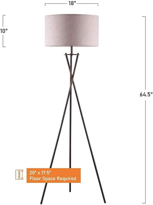 NicBex Floor Lamp,Modern Home Decor Crossed Tripod Floor Lamp with Beige Fabric Drum Shade,Standing Lamp Tall Lamp,Floor Lamps for Living Room,Bedroom and Office,Reading Light,Easy Assembly,Bronze - LeafyLoom