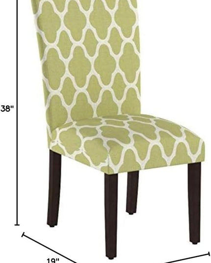 HomePop Parsons Classic Upholstered Accent Dining Chair, Set of 2, Green and Cream Geometric - LeafyLoom
