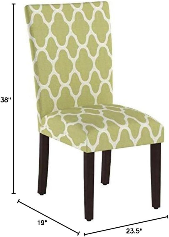 HomePop Parsons Classic Upholstered Accent Dining Chair, Set of 2, Green and Cream Geometric - LeafyLoom