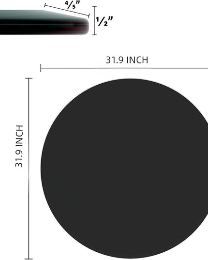 Round Tempered Glass Table Top, 32 Inch, Black - LeafyLoom
