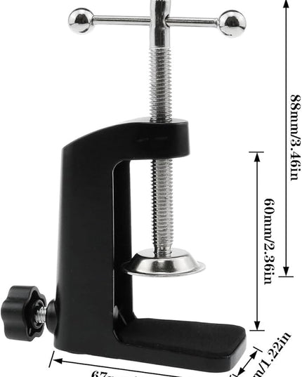1PCS Black Aluminum Alloy Desk C-Clamp Desk Light Mounting Cantilever Bracket With Adjustable Screws for Microphone Arm and Desktop Table Lamp - LeafyLoom