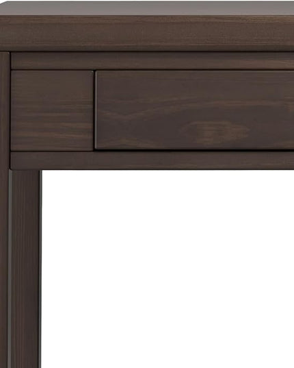 SIMPLIHOME Hollander SOLID WOOD Contemporary 38 inch Wide Small Desk in Warm Walnut Brown for The Office Desk, Writing Table, Workstation and Study Table - LeafyLoom