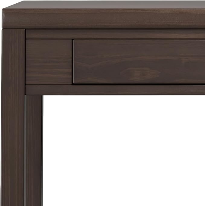 SIMPLIHOME Hollander SOLID WOOD Contemporary 38 inch Wide Small Desk in Warm Walnut Brown for The Office Desk, Writing Table, Workstation and Study Table - LeafyLoom