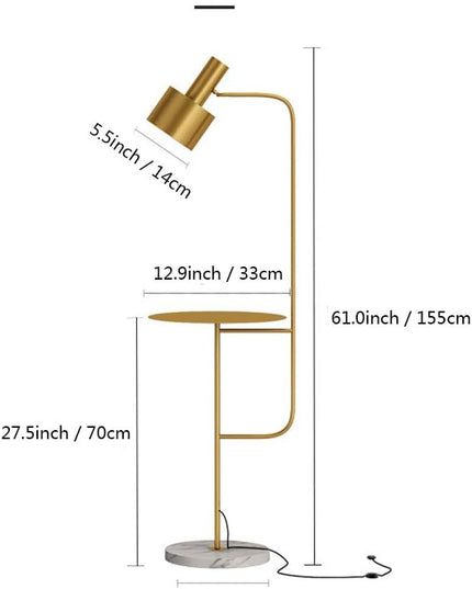 Hsyile Lighting KU300217 Contemporary Modern Creative Floor Lamp with a Table,Suitable for Living Room,Den,Office,Bedroom - E26 Bulb - Brushed Brass Finish - LeafyLoom