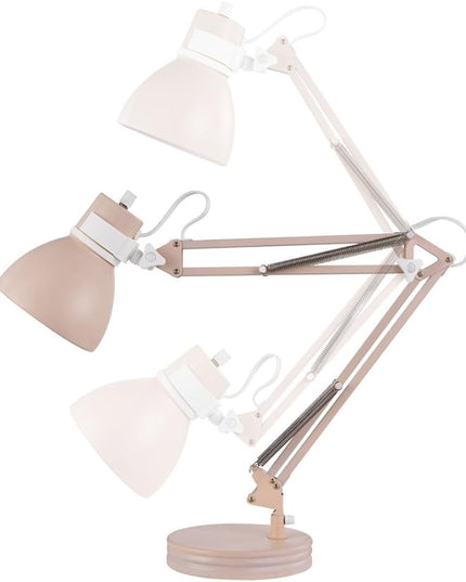 Globe Electric 52028 28" Swing Arm Desk Lamp, Matte Rose, Matte White Accents, On/Off Rotary Switch, Partially Adjustable Swing Arm, Home Office Accessories, Lamp for Bedroom, Home Improvement - LeafyLoom