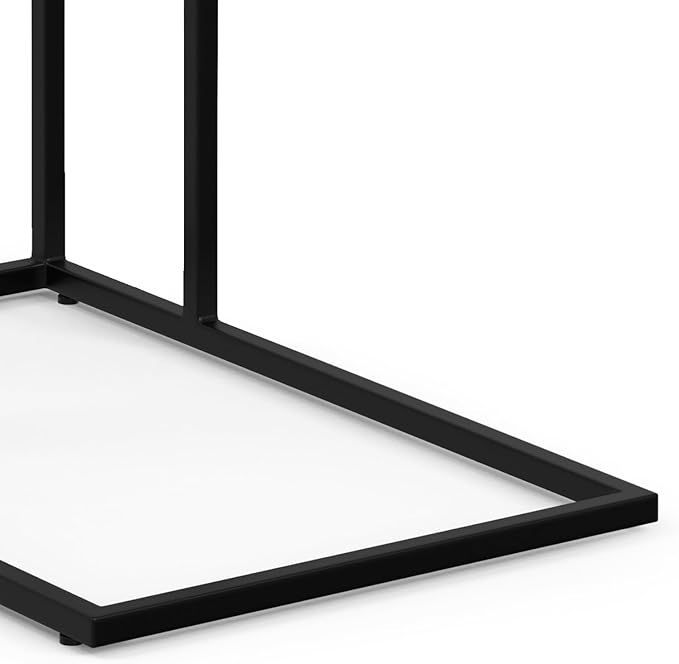 SIMPLIHOME Gallagher SOLID MANGO WOOD and Metal Wide Rectangle Industrial C Side Table Fully Assembled for The Living Room and Bedroom, 12 inch, Walnut Brown - LeafyLoom