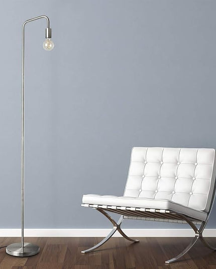 O'Bright Industrial Floor Lamp for Living Room, Metal Lamp, 70 Inches, E26 Socket, Minimalist Design for Decorative Lighting, Stand Lamp for Bedroom, Office, Brushed Nickel - LeafyLoom