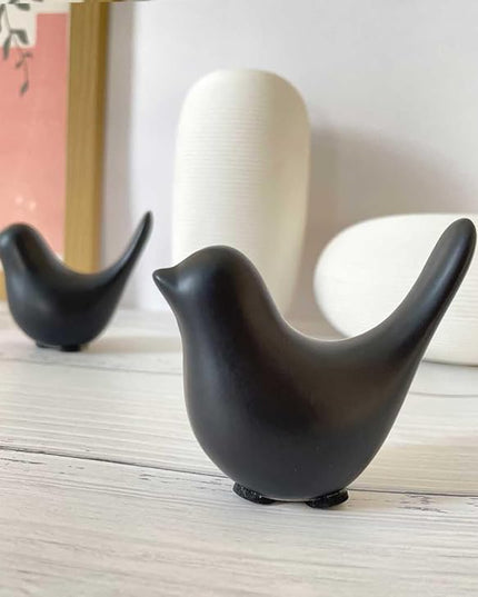 Black Bookshelf Decor Aesthetic, Decorative Birds Black Decor for Living Room, Modern Bathroom Decor for Shelf Bookshelf Fireplace Desktop Table Top Decor - LeafyLoom