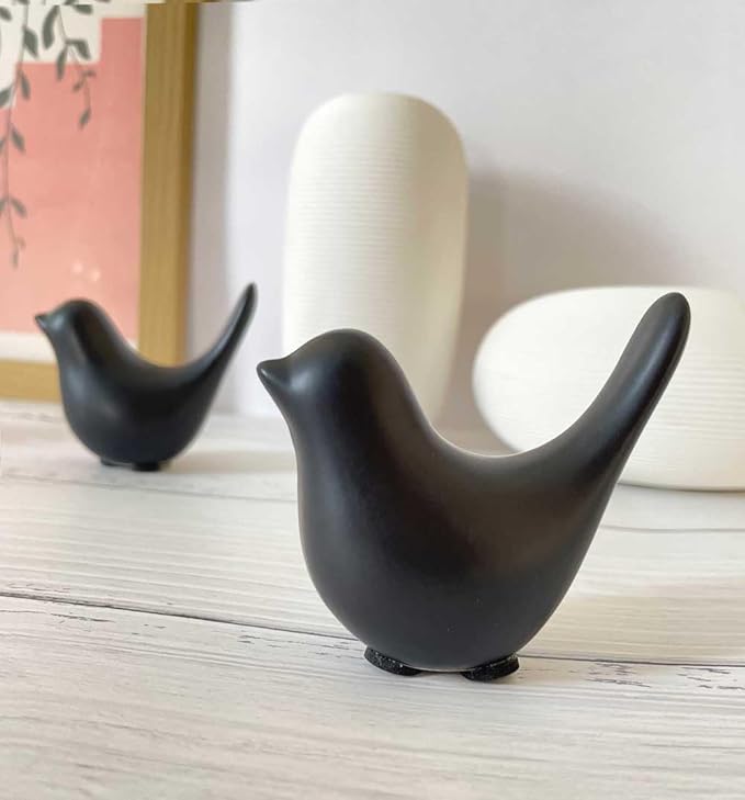 Black Bookshelf Decor Aesthetic, Decorative Birds Black Decor for Living Room, Modern Bathroom Decor for Shelf Bookshelf Fireplace Desktop Table Top Decor - LeafyLoom