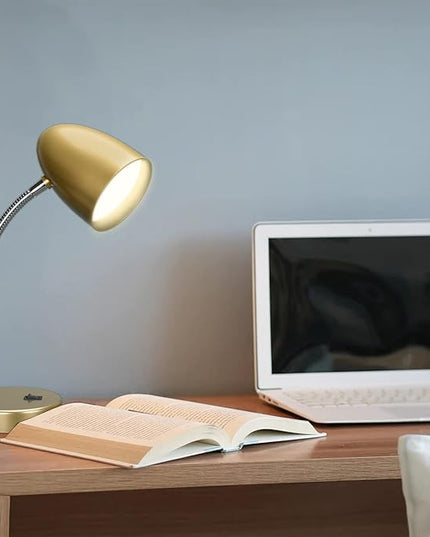 LED Desk Lamp, Flexible Gooseneck with Table lamp, 3.5W 240LM 4000K Cool White Study Lamps for Bedroom and Office, Eye Protection, ETL Listed,Gold - LeafyLoom