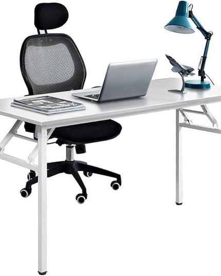 SogesGame Study Computer Desk 39.4 Inch Home Office Writing Small Desk, Modern Simple Style PC Table, Foldable Desk No Install Needed, White - LeafyLoom