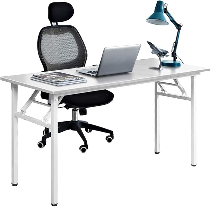 SogesGame Study Computer Desk 39.4 Inch Home Office Writing Small Desk, Modern Simple Style PC Table, Foldable Desk No Install Needed, White - LeafyLoom