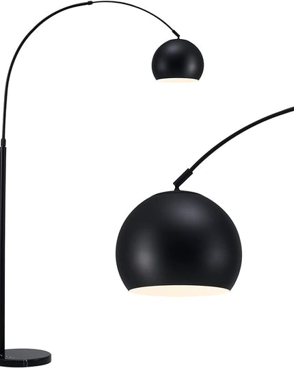 Arc Floor Lamps Metal Shade, BlackFloor Lamp Over The Couch, 360° Rotatable Standing Lamp for Reading Office, Bedroom, Living Room - LeafyLoom