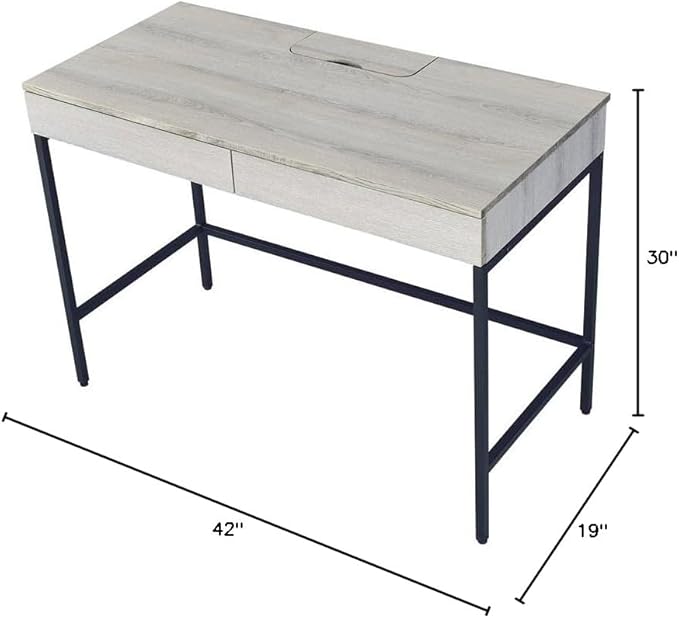 Acme Wendral Wooden Top Writing Desk with 2 Drawers in Natural and Black - LeafyLoom