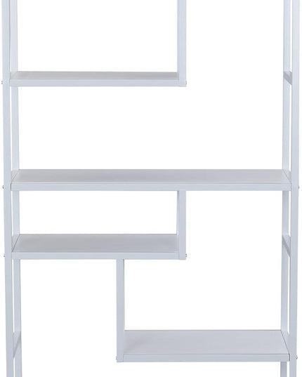 Household Essentials Geometric Tall Open Book Shelf | Mid Century Modern Shelves, Scandinavian White - LeafyLoom