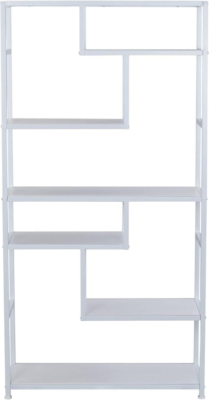 Household Essentials Geometric Tall Open Book Shelf | Mid Century Modern Shelves, Scandinavian White - LeafyLoom