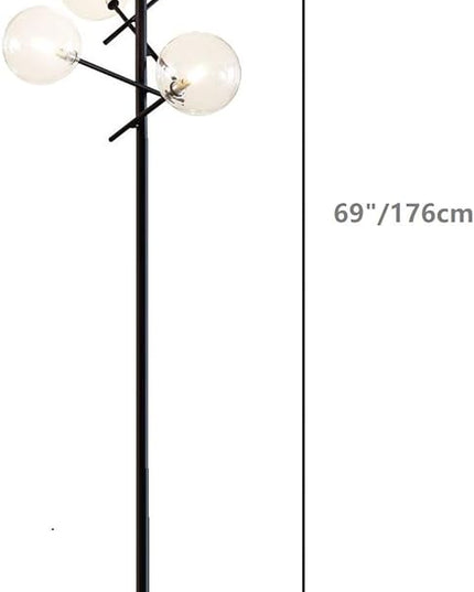 Sputnik Chandelier Floor Lamp for Bedroom,4-Lights Clear Glass Shade Floor Light for Living Room,Black - LeafyLoom