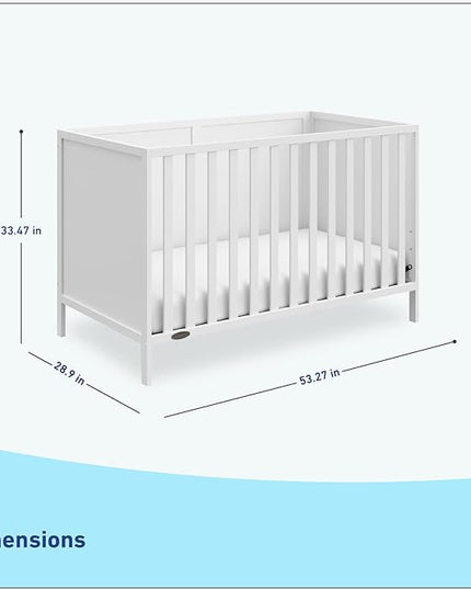 Graco Theo 3-in-1 Convertible Crib (White) - GREENGUARD Gold Certified, Converts to Toddler Bed & Daybed, Fits Standard Full-Size Crib Mattress, 4 Adjustable Mattress Heights - LeafyLoom