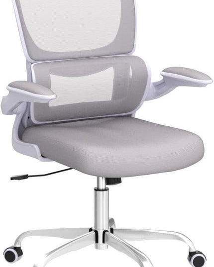 Office Chair, Ergonomic Desk Chair with Lumbar Support and Adjustable Armrests, Comfy Desk Chair Breathable Mesh Mid Back Computer Chair, Reclining Office Chair for Home Office - Light Gray - LeafyLoom