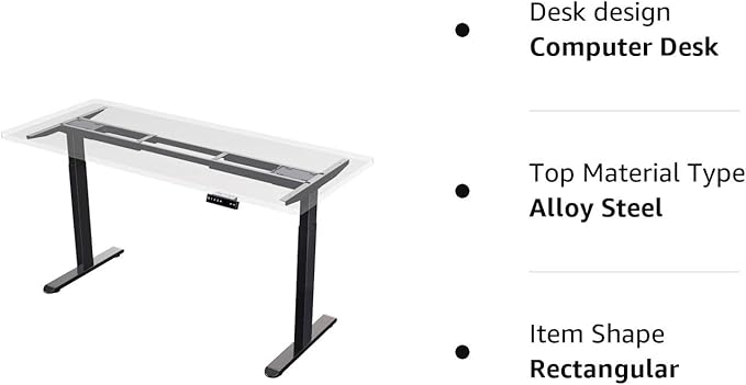 AIMEZO Heavy Duty Standing Desk Frame, Dual Motor Electric Height Adjustable Sit Stand Desk Frame with 4 Memory Preset Button, USB Charging Port for Home Office (2 Tier Legs, Black) - LeafyLoom