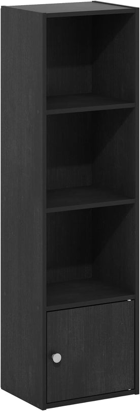 Furinno Luder Shelf Bookcase with 1 Door Storage Cabinet, Blackwood - LeafyLoom