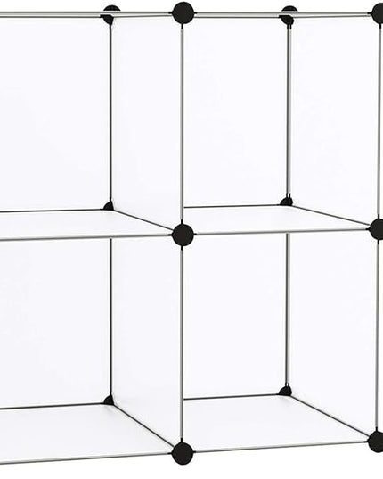 C&AHOME Cube Storage Organizer, 4-Cube Shelving Units, DIY Closet Storage, Modular Book Shelf, Ideal for Bedroom, Living Room, Office, 24.8" L x 12.4" W x 24.8" H Translucent White SBTM3004A - LeafyLoom