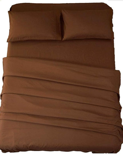 SONORO KATE Bed Sheet Set Super Soft Microfiber 1800 Thread Count Luxury Egyptian Sheets 16-Inch Deep Pocket Wrinkle-4 Piece(King Brown) - LeafyLoom