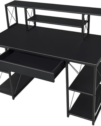 Acme Amiel Wooden 1-Drawer Writing Desk with Small Hutch in Black - LeafyLoom