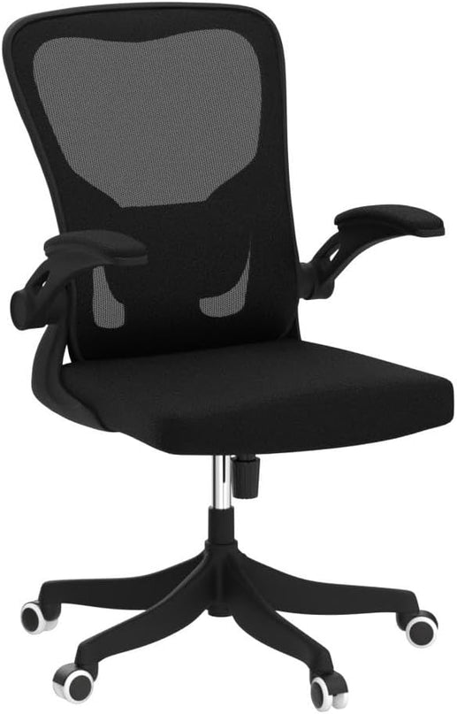 Office Chair, Ergonomic Office Chair Desk Chair with Lumbar Support & 2D Flip-up Arms Height Adjustable Home Office Desk Chairs Rockable High Back Computer Chair Black Mesh Study Chair - LeafyLoom