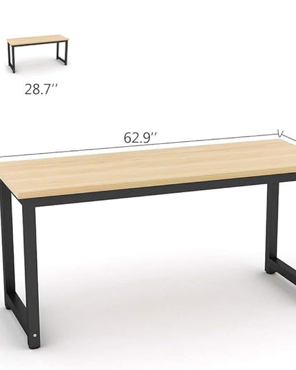 Tribesigns Computer Desk, Large Office Desk Computer Table Study Writing Desk for Home Office, Walnut + Black Leg, 63 X 23.6 inch - LeafyLoom