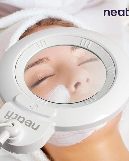 Neatfi XL Bifocals 1,200 Lumens Super LED Magnifying Lamp with Clamp, 3 Light Modes, Correlated Color Temperature Control (3000K-4500K-6000K), 12W, 120 Pcs SMD LED (White, 6 Inch Lens) - LeafyLoom