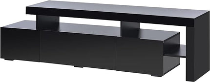Merax Modern Style 16-Colored LED Lights TV Cabinet, UV High Gloss Surface Entertainment Center with DVD Shelf, Up to 70 inch Television, 73.2 inch Length, Black - LeafyLoom
