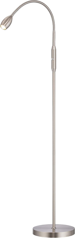 O’Bright Ray – Adjustable LED Beam Floor Lamp, Dimmable and Zoomable Spotlight, Flexible Gooseneck, Reading/Crafting Standing Lamp, Work Table Light, Brushed Nickel - LeafyLoom