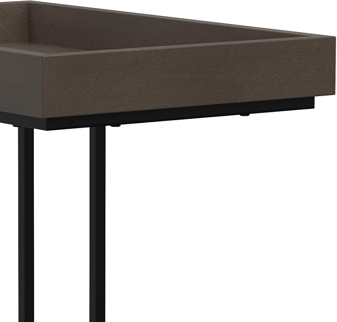 SIMPLIHOME Gallagher SOLID MANGO WOOD and Metal Wide Rectangle Industrial C Side Table Fully Assembled for The Living Room and Bedroom, 12 inch, Walnut Brown - LeafyLoom