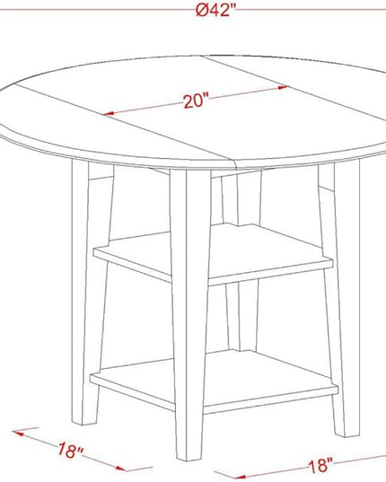 East West Furniture SUKE5-BMK-W Sudbury 5 Piece Kitchen Set for 4 Includes a Round Room Table with Dropleaf & Shelves and 4 Dining Chairs, 42x42 Inch - LeafyLoom