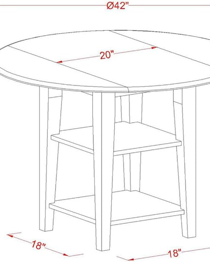 East West Furniture SUKE5-BCH-LC Sudbury 5 Piece Set for 4 Includes a Round Table with Dropleaf & Shelves and 4 Faux Leather Kitchen Dining Chairs, 42x42 Inch - LeafyLoom