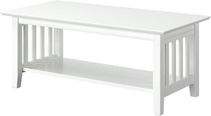 AFI Mission Wood Coffee Table, White (22" x 44") - LeafyLoom