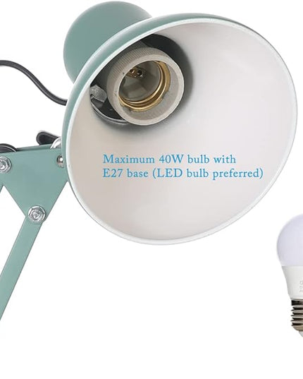 Led Desk Lamp with Clamp - Swing Arm Desk Lamp with 1 LED Cold Light Bulbs 6500K - Adjustable Table Lamp，Used for Office, Work, Study, Dormitory Reading and Eye Protection Desk Lamp (Green-01) - LeafyLoom