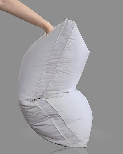Three Geese Pack of 2 White Goose Feather Bed Pillows King Size - Soft 600 Thread Count 100% Cotton, Medium Firm,Soft Support Surround Fill Polyester, White Solid - LeafyLoom