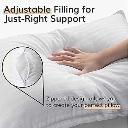 Fern and Willow Pillows for Sleeping - Set of 2 Queen Size 20"x28" Down Alternative Pillow Set w/Luxury Plush Cooling Material for Side, Back & Stomach Sleepers - LeafyLoom