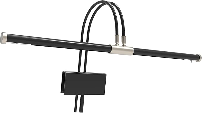 Cocoweb 22" Grand Piano Lamp, LED, Adjustable, Quality Lighting in Black with Satin Nickel Accents, with Plug-in Adapter - GPLED22SND - LeafyLoom