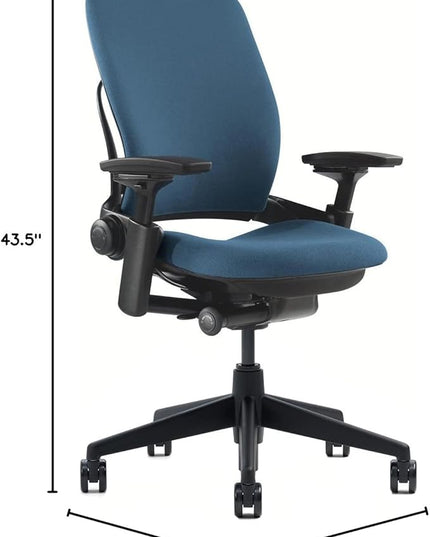 Steelcase Leap Office Chair, Black Frame and Buzz2 Sky Fabric - LeafyLoom